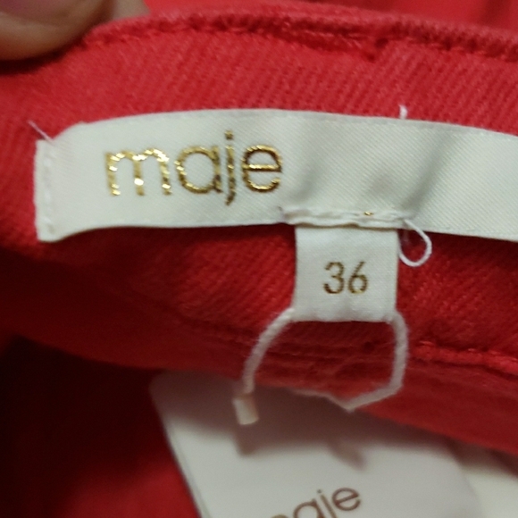 Maje Salopette Robe En Jean Rouge Red Size 36 NWT - Picture 8 of 11